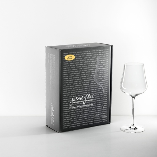 [3101] Gabriel-Verre à vin  "The Gold Edition" soufflé à la bouche env. 90 grammes, boîte cadeau 2 verres