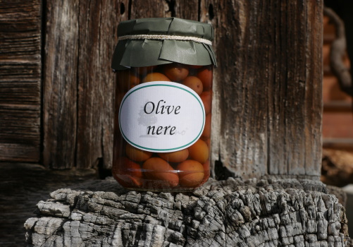 [1164] Olmo, Olive nere Riviera Ligure, salamoia, Olives noires de la Riviera Ligurienne, en saumure, 300 g